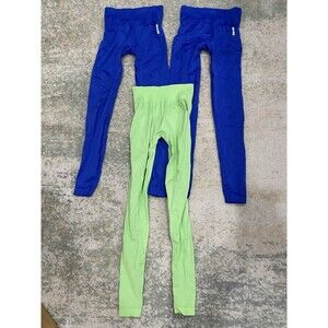 BO + Tee Blue Green High Waisted Leggings Size XS Seamless Scrunch Full Length